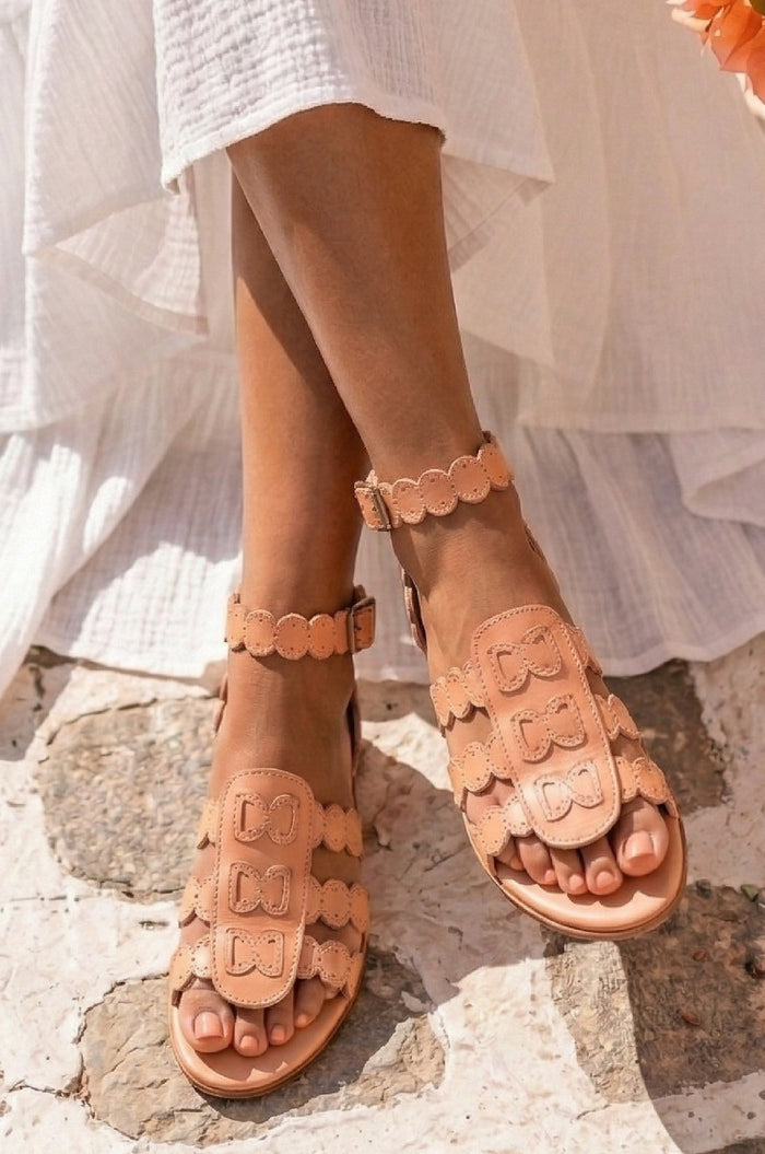 Scalloped leather sandals — handmade by Bali ELF