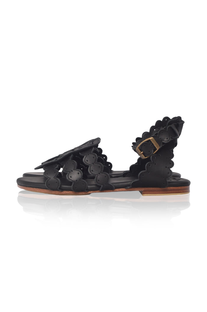 Scalloped leather sandals — handmade by Bali ELF
