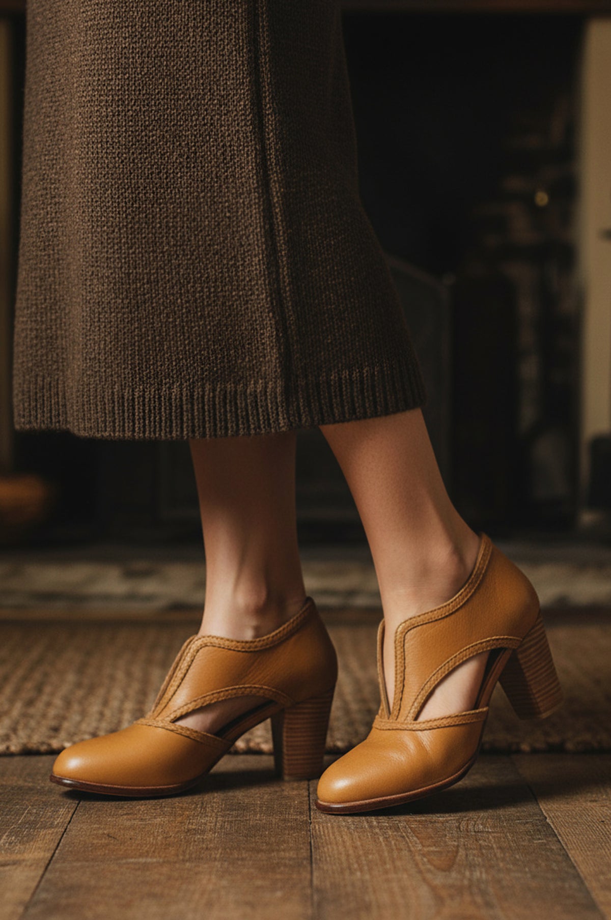 Spirit Walker Leather Heel Booties — handmade by Bali ELF