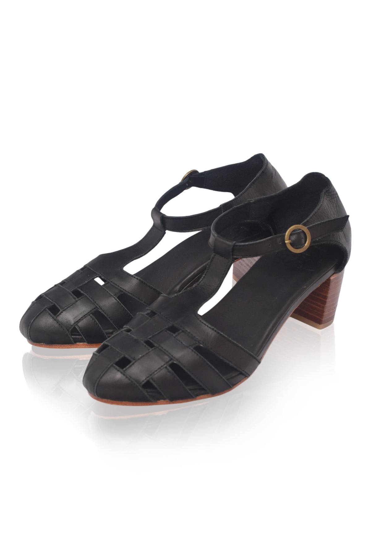 Sydney Woven Leather Heels 5 cm (Sz.  8)