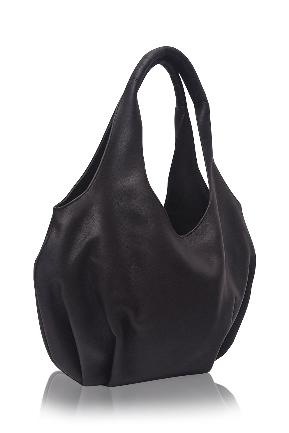 Black handbag on a white background