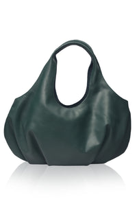 Green handbag on a white background