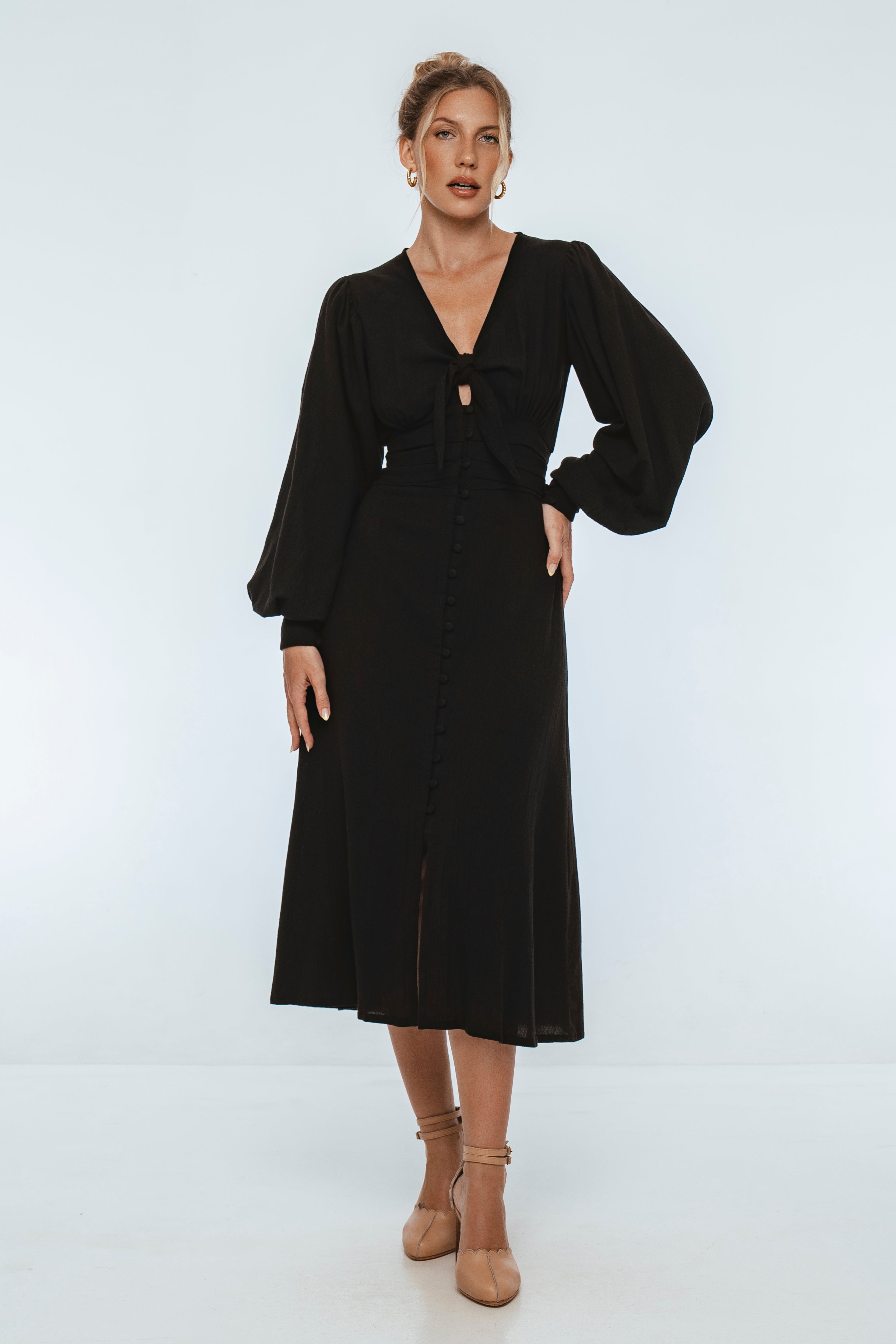 Velvet Sky. Linen Shirt Midi Dress – ELF