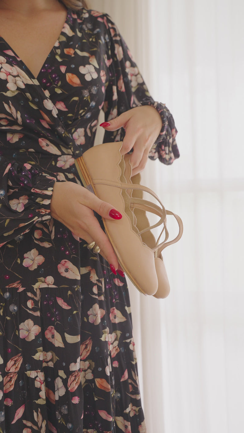 Myrelle Criss-Cross Leather Ballet Flats