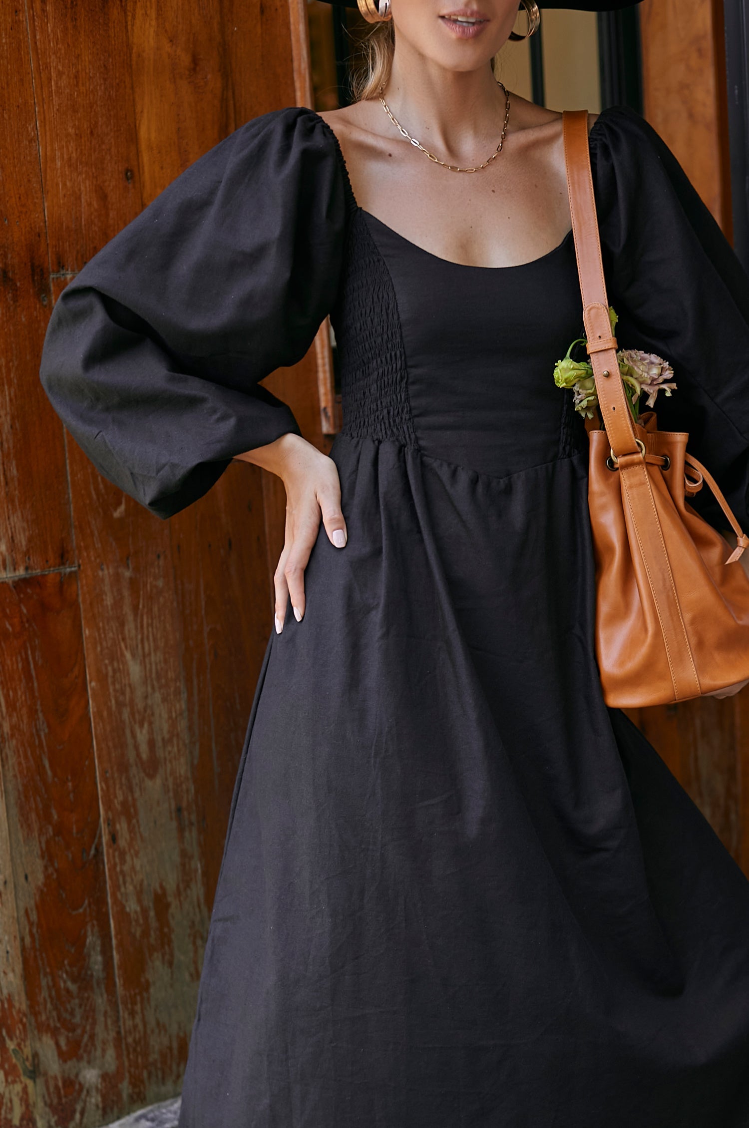 Alila Smocked Linen Midi Dress | Bali ELF
