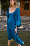 Alila Smocked Linen Midi Dress