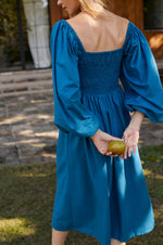 Alila Smocked Linen Midi Dress
