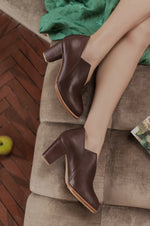 Ange Leather Heel Booties