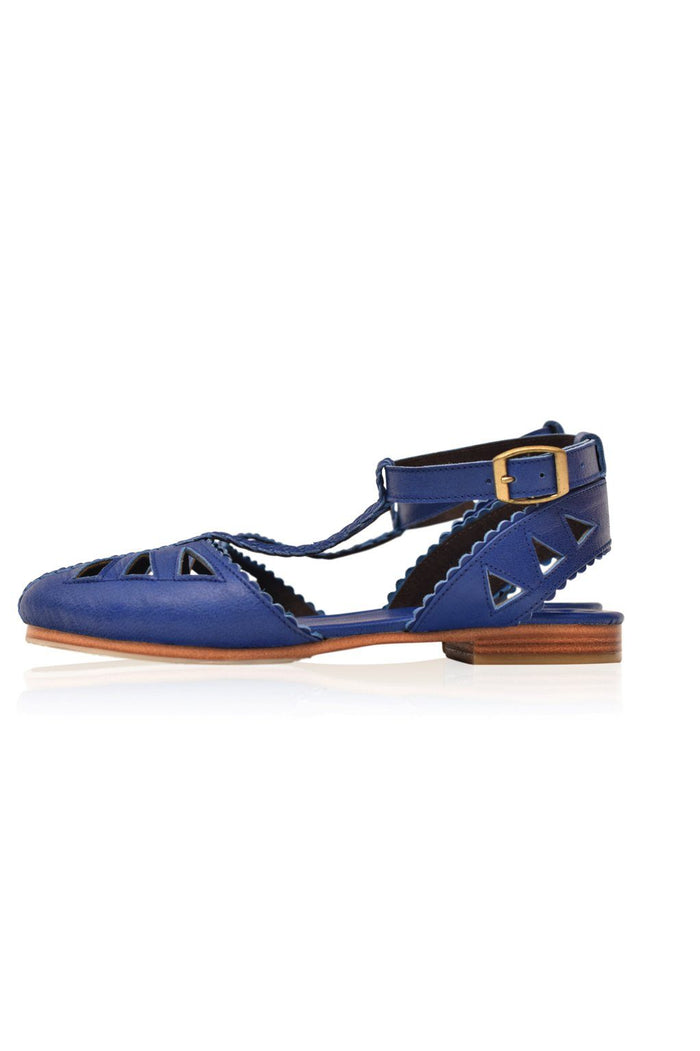 Camel T-strap leather sandals, worn — handmade by Bali ELF