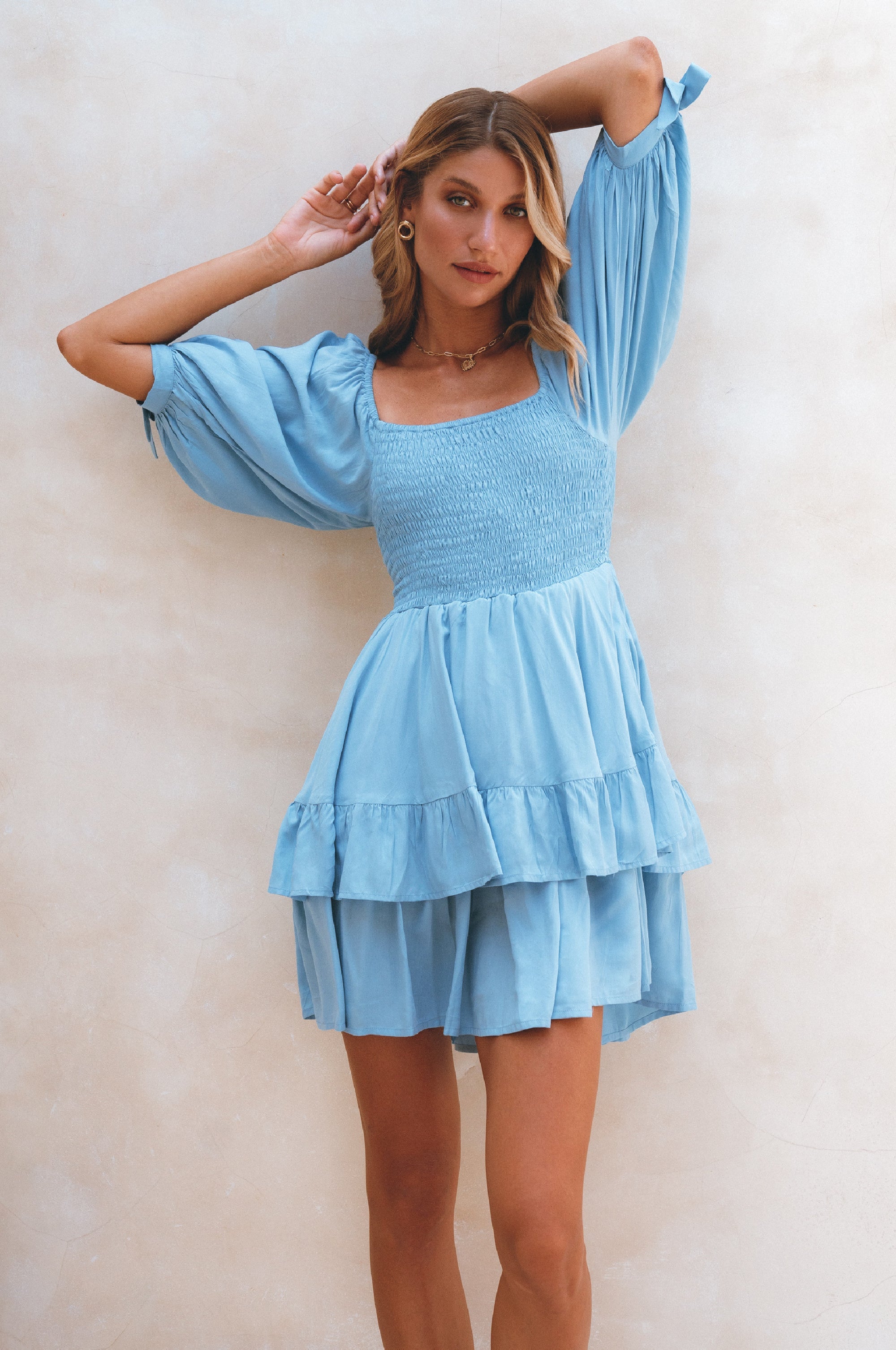 Cha-Cha. Handcrafted Smocked Ruffle Mini Dress – ELF