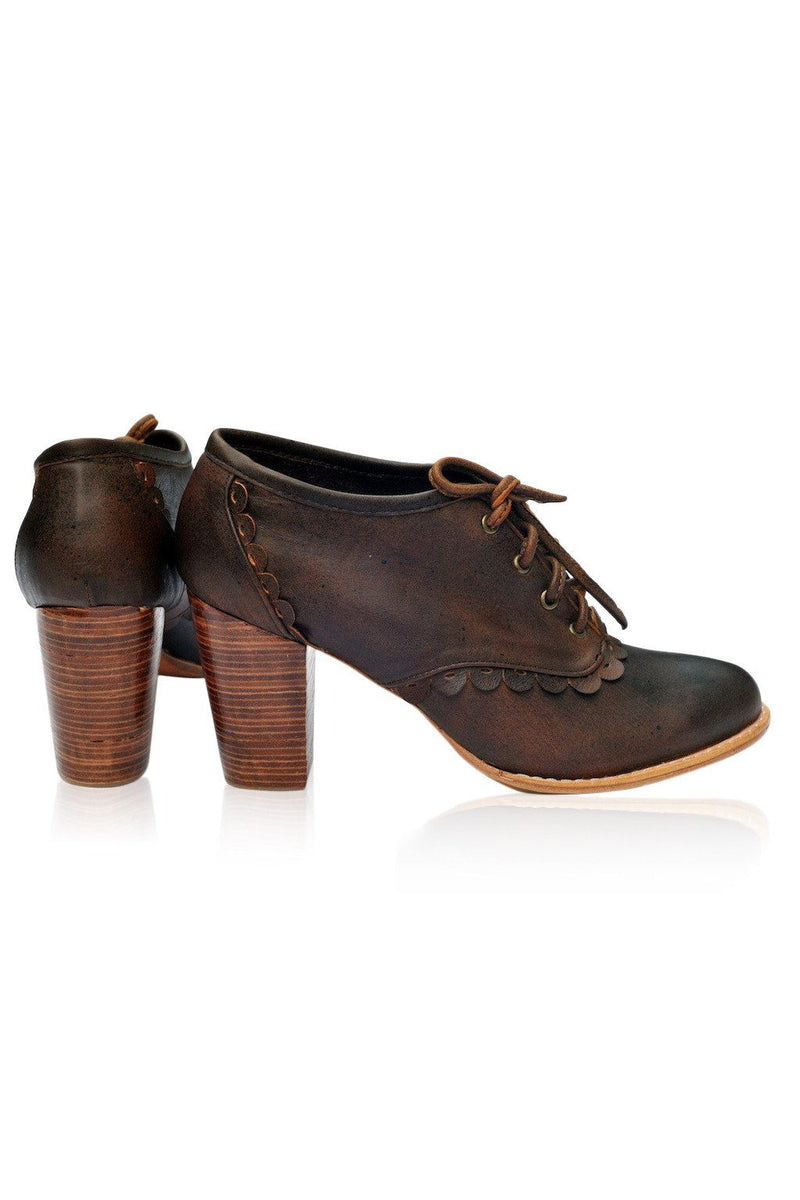 Leather Shoes - Lace Oxford Heels