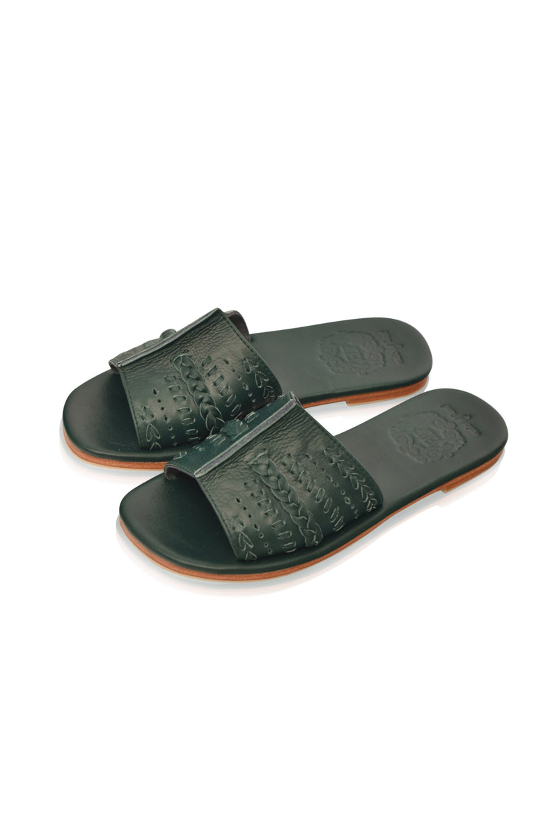 Dolce Vita. Handmade flat leather slide shoes ELF