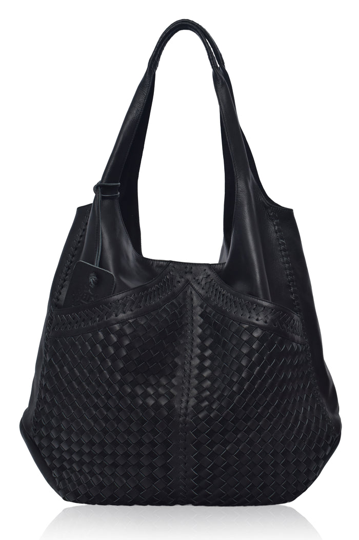 Black French Lover Oversized Hobo Bag — handmade by Bali ELF