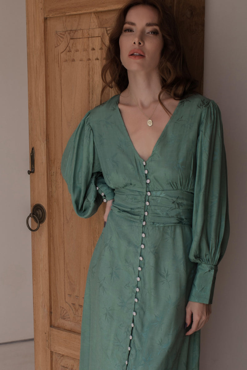 Juliette Pearl Buttons Midi Dress (Sale)