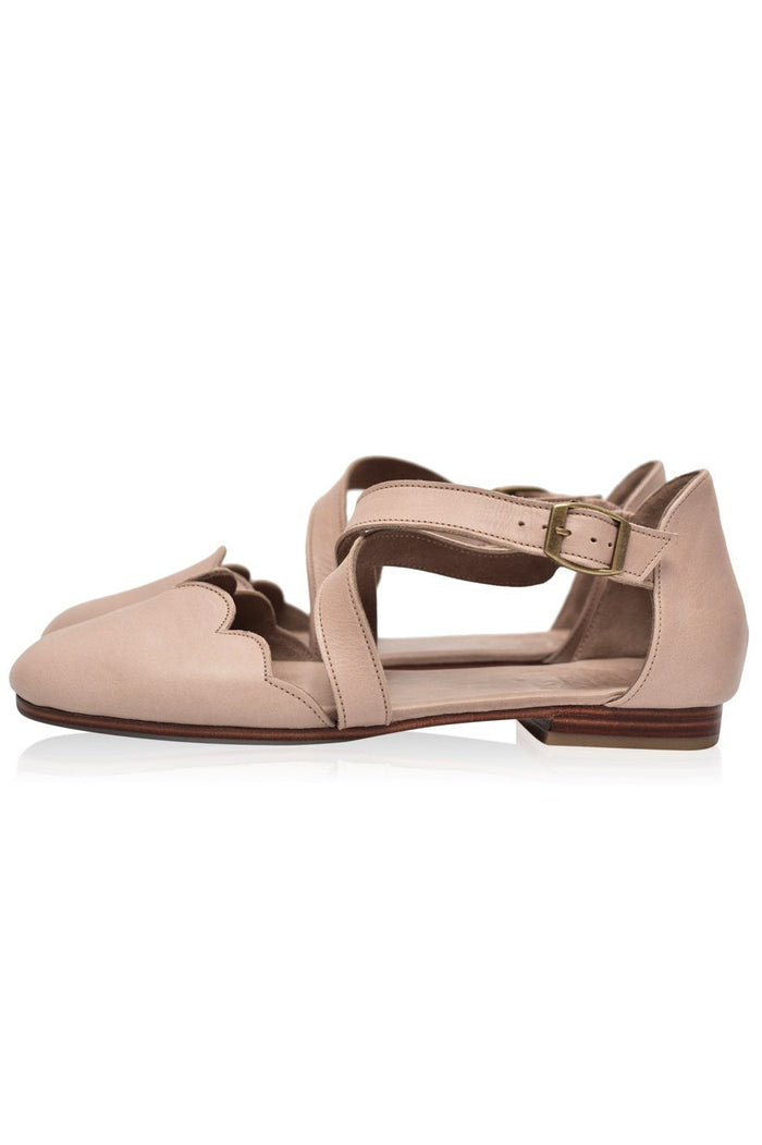 Black cross-strap leather ballet flats, pair — handmade by Bali ELF