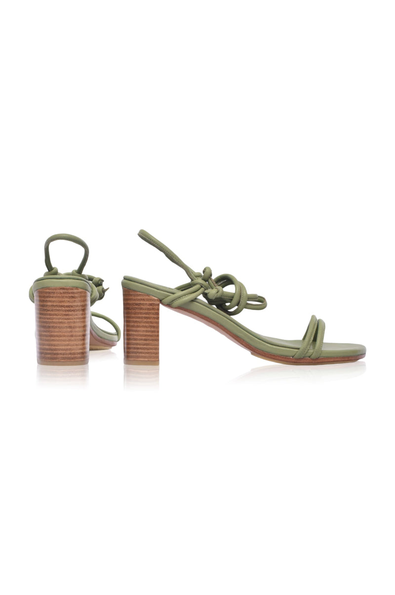 Ophelia Block Heel Wrap Sandals Olive Green 10.5
