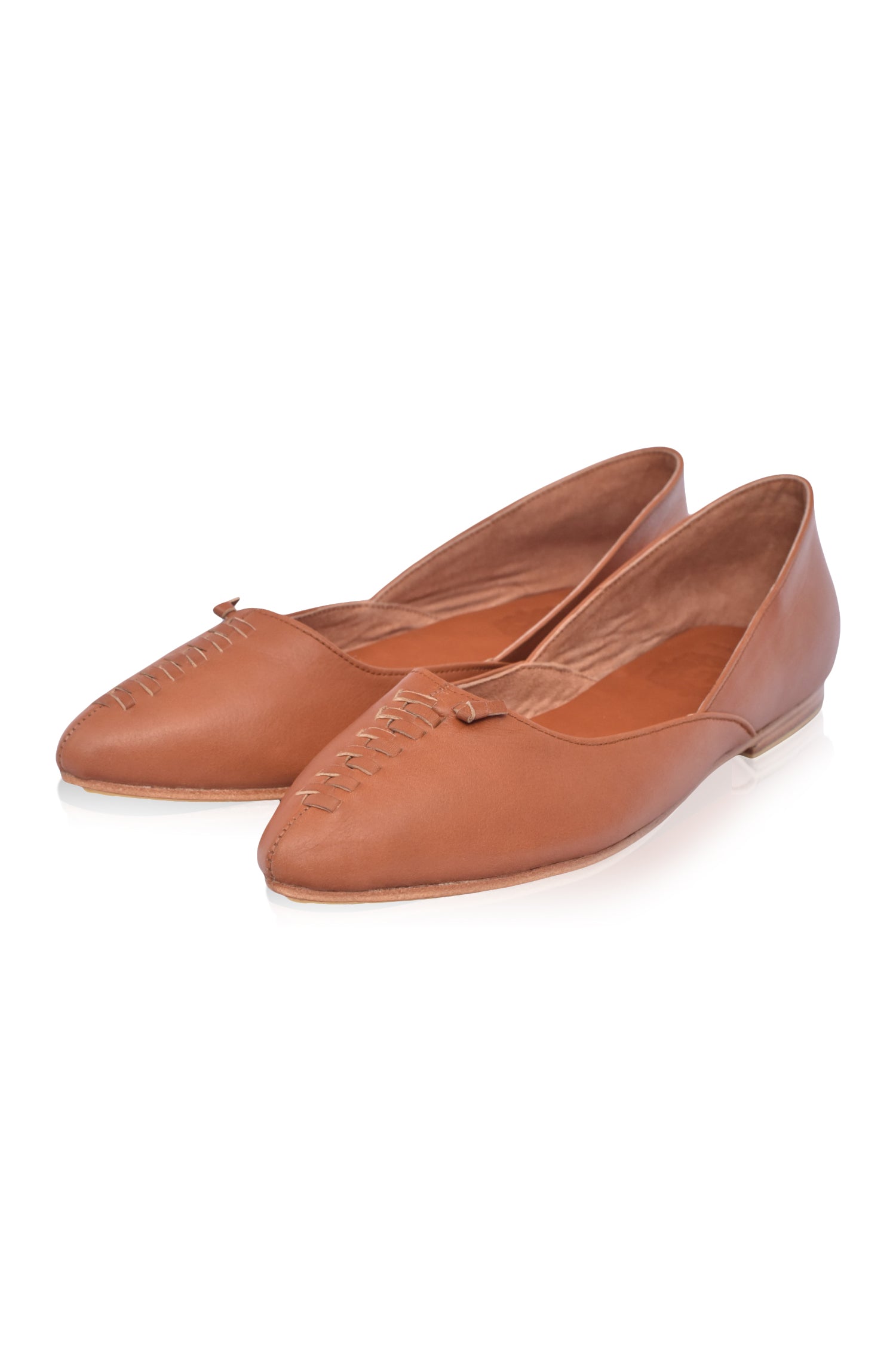 Cognac pointed toe flats top