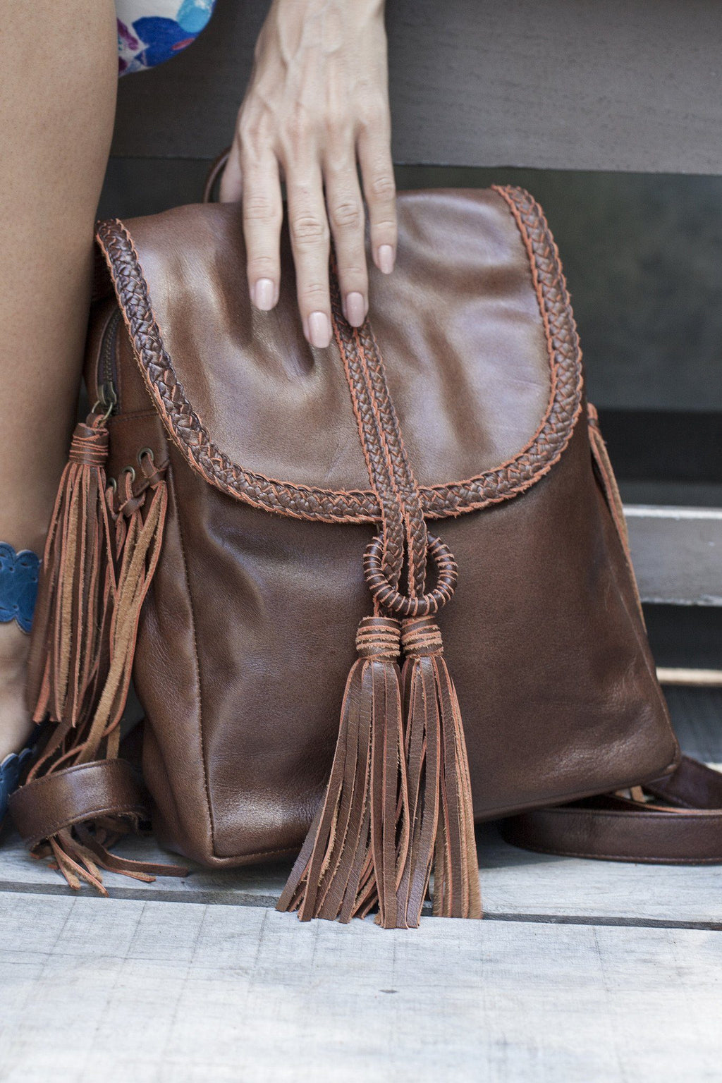 Sandy Bay. Handmade bohemian style leather backpack – ELF