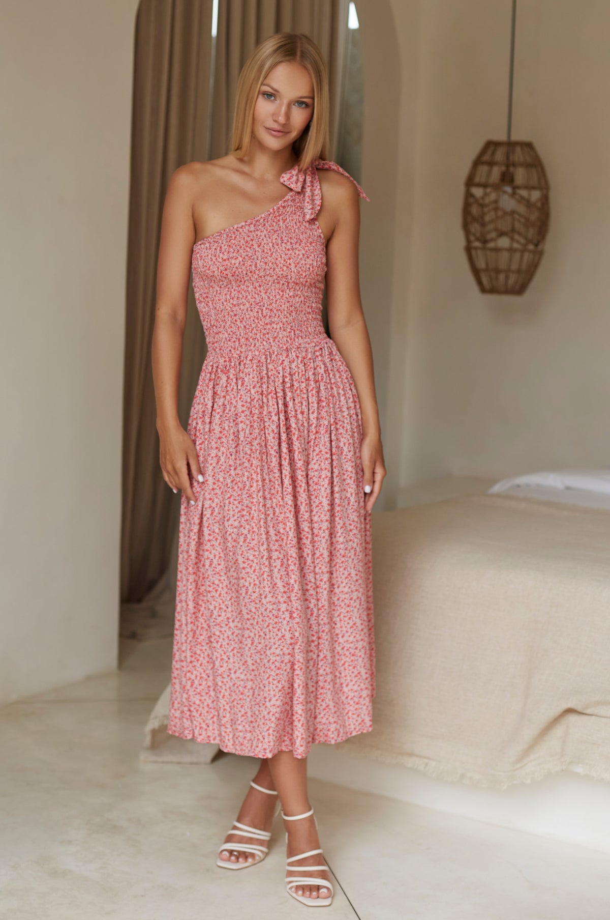 Sienna One-Shoulder Shirred Dress (Sale)