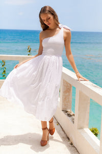 Sienna One-Shoulder Shirred Dress (Sale)