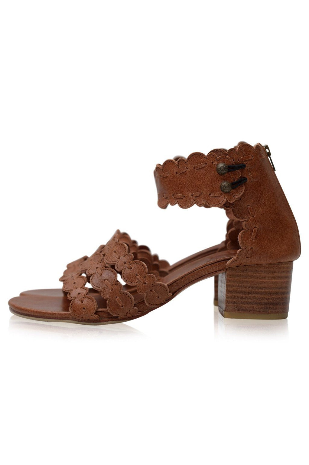 Handmade bohemian style leather sandals with block heel – ELF