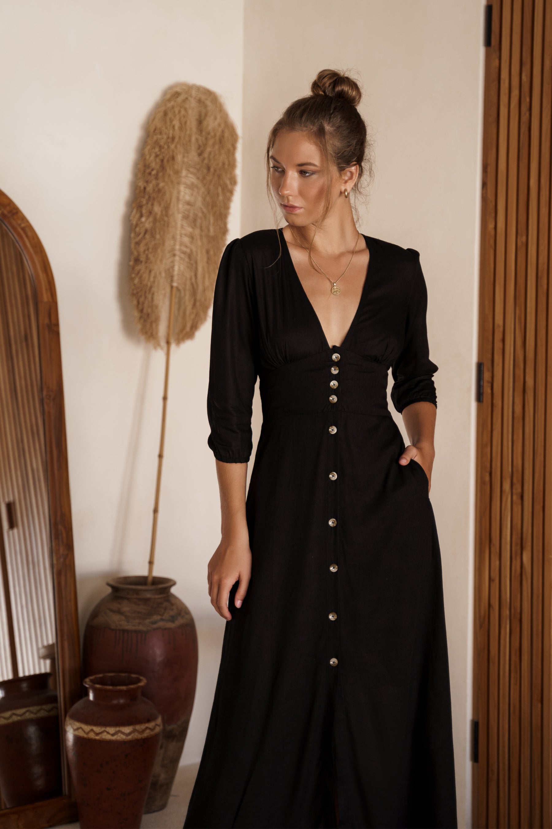 Whisper Light Button-Up Rayon Midi Dress | Bali ELF