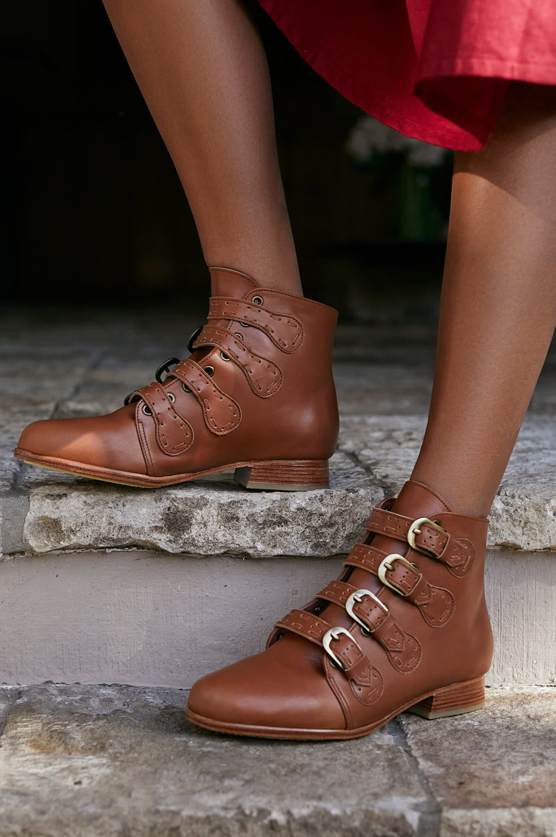 Wild Rose Leather Ankle Booties