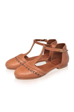 Wonderland T-strap Leather Flats